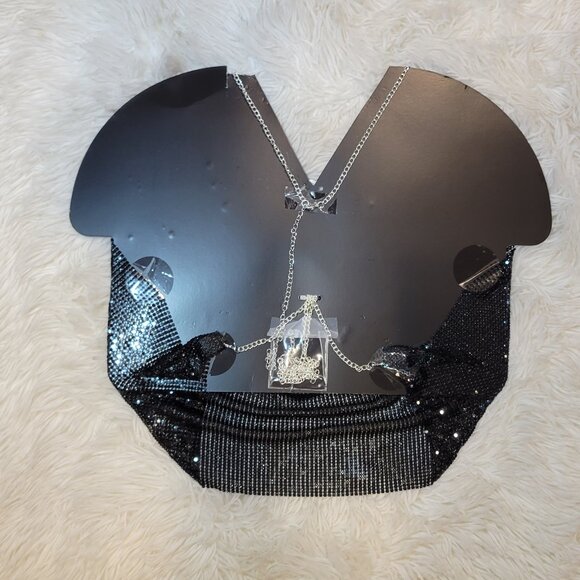 ✨🎉Black Metal Chain Sparkly Draped Jeweled Party Going out Cropped Top🎉✨ - Picture 4 of 8